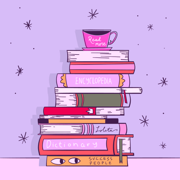 Книги с чашкой